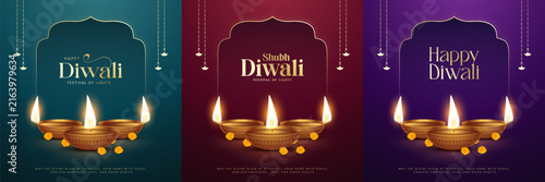 Happy Diwali - festival of lights colorful poster template design with decorative diya lamp. vector illustration. Indian festival of lights Happy Diwali, holiday Background, Diwali celebration.