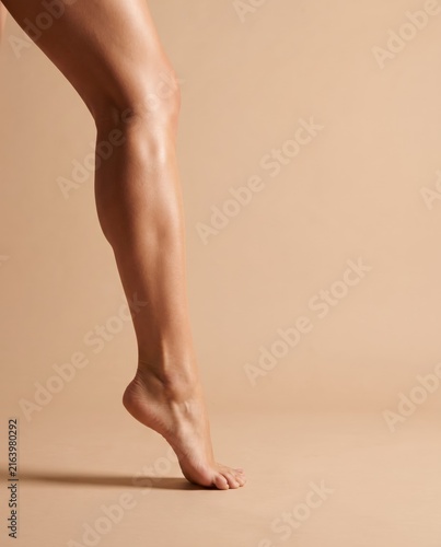 Woman Legs Glowing Skin Tiptoe Body Care Beauty Concept