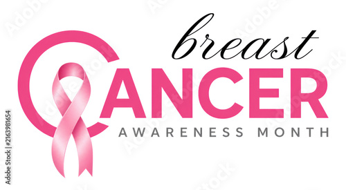 Breast cancer awareness month illustration, pink ribbon symbol typography design, women health support campaign graphic isolated PNG with Transparent Background