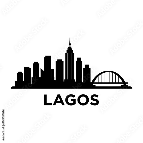 Lagos Nigeria city skyline silhouette bridge
