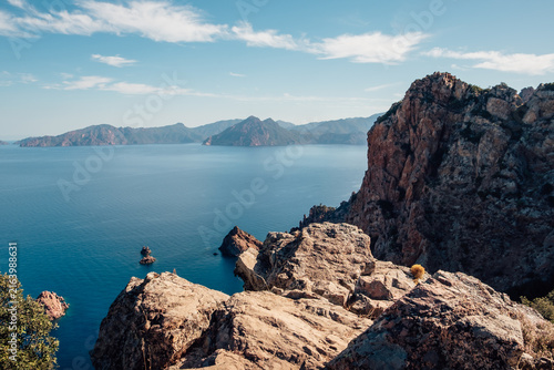 An impressive rocky inlet along the coast with the Mediterranean sea