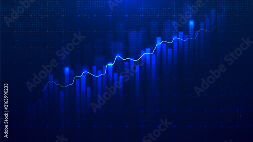 Successful fintech financial growth graph. Abstract investment chart showing sustainable growth on trading market. Business data analysis concept. Development of financial technology. Vector banner.