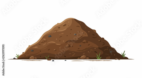 Pile of Brown Soil or Dirt Vector Illustration Isolated on White Background