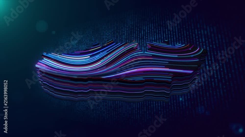 Dynamic motion graphics background reveal animation featuring an extruded Czech Republic map glowing with vibrant neon particles and wave lines.