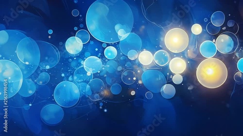 Abstract glowing blue circles and particles on a dark background