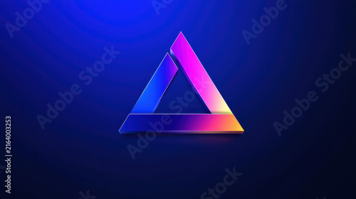 Colorful triangle logo design with gradient shades of blue, pink, and purple on dark background, conveying modernity and creativity