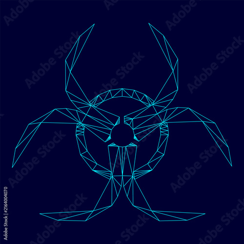 Konstfotografi Biological danger low poly triangulation triangulated polygonal electric cyan bl