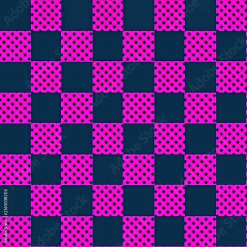 Bright Pink and Dark Navy Checkerboard Seamless Pattern Background