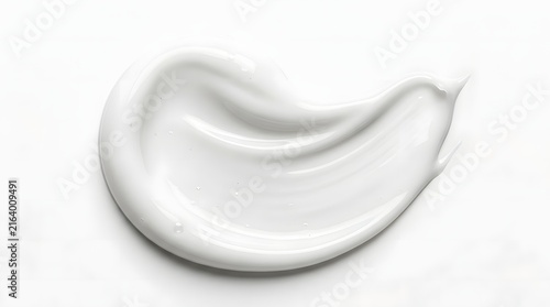 Close-up photograph of a smooth, white cream or lotion globule on a plain background.