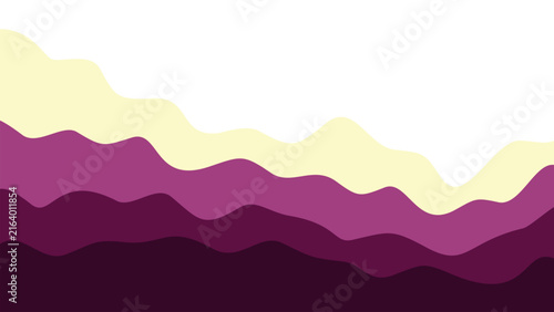 Contemporary fluid wave layout template. Abstract layered backdrop in elegant colors of beige and dark purple. Eye-catching professional design.
