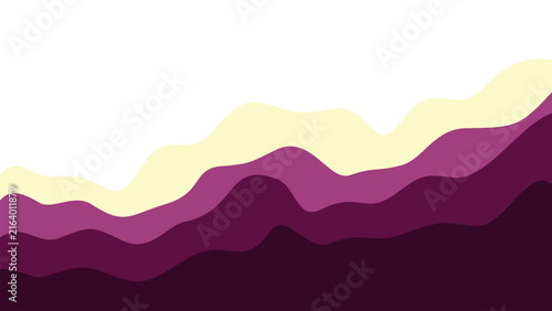 Organic abstract layered concept. Undulating flat layers featuring soft beige, purple, and corporate dark purple. Beautiful calm visual for business.
