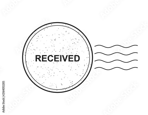 Fotografía Black and white rubber stamp icon with the word received and wavy postal lines i