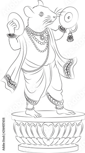 'Mushak' or lord Gajanana's vehicle, a rat. welcoming lord Ganesha on the Ganesh festival with musical instruments, one of India's biggest festivals	

