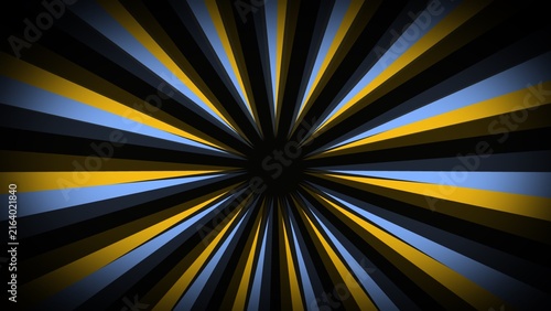 Abstract Sunburst Background with Radial Rays in Blue Gold and Black