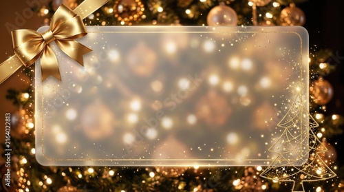 Christmas Transparent Frame Over Glowing Lights
