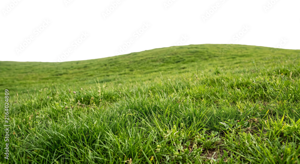 Obraz premium Vibrant green rolling hills covered in lush grass under a bright sky