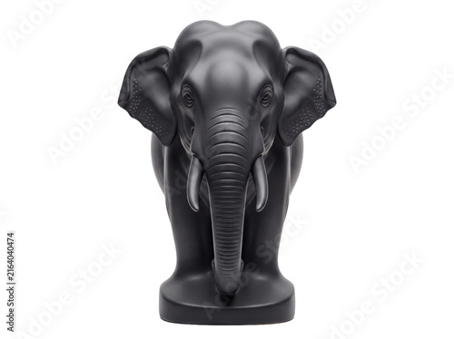 Black elephant statue isolated on white background for home decor and interior design.