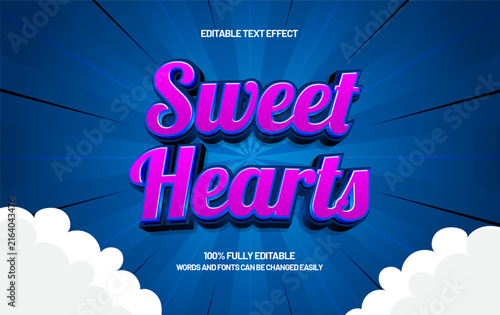 Sweet Hearts - Script Comic 3D Editable Text Effect
