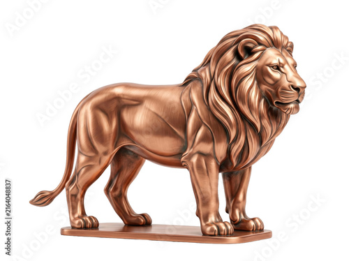 Bronze lion statue isolated on white background for luxury decor and business branding