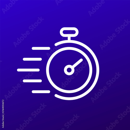 fast response icon with stopwatch, line design
