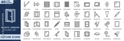 Photography Plastic window outline icons set