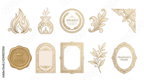Elegant Vintage Ornaments: Frames, Seals, Flames, and Flourishes