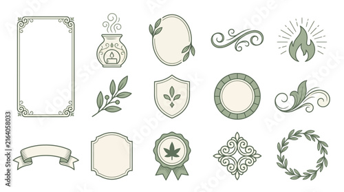Ornate Decorative Emblems and Borders Isolated Transparent Background