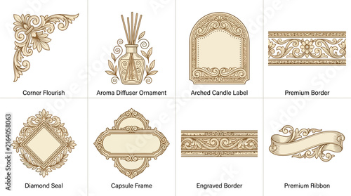 Ornate Victorian Ornamental Frames, Borders, and Labels