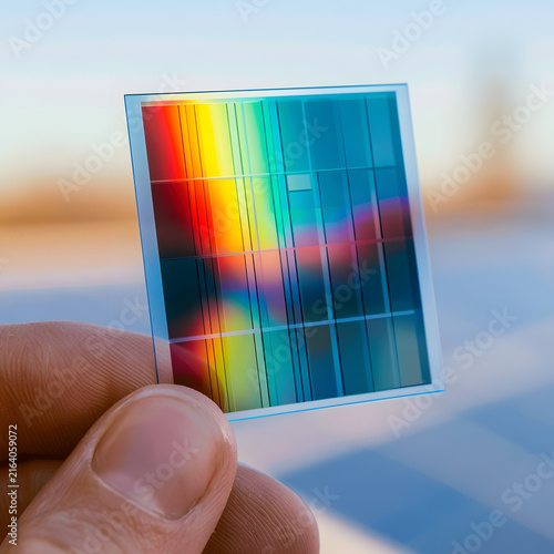 Rainbow Silicon Wafer in Hand