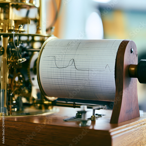 Seismograph Recording Vibrations on Chart Paper