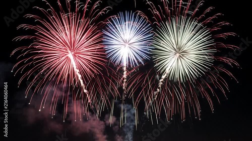 Colorful Fireworks Display Sequence Against Night Sky