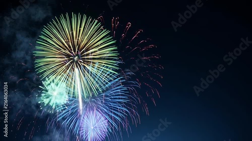 Colorful Fireworks Display Sequence in Night Sky