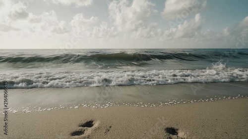 Ocean Waves Crashing on Sandy Beach Storyboard Video Sequence