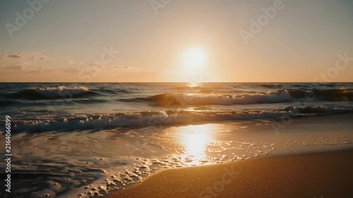 Golden Sunset Over Tropical Beach Ocean Waves Storyboard