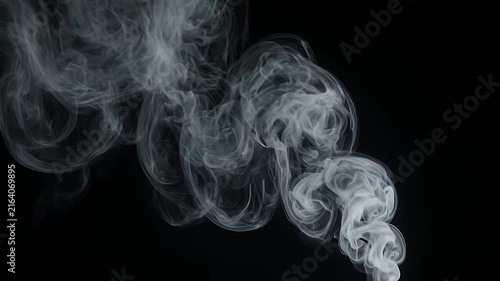 White Smoke Swirls Isolated on Black Background Overlay