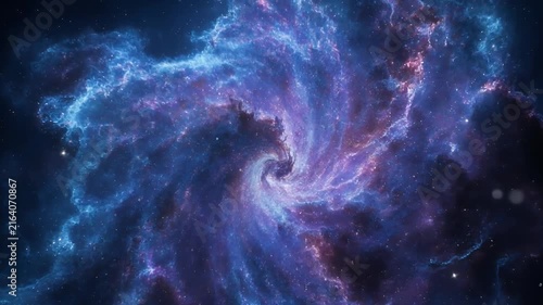 Spiral Galaxy Nebula in Deep Space with Glowing Blue and Purple Gas Clouds