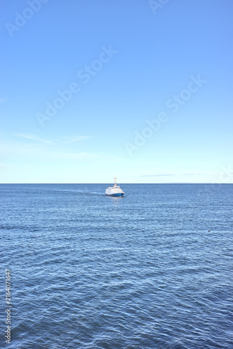 A ship at sea, travel concept.