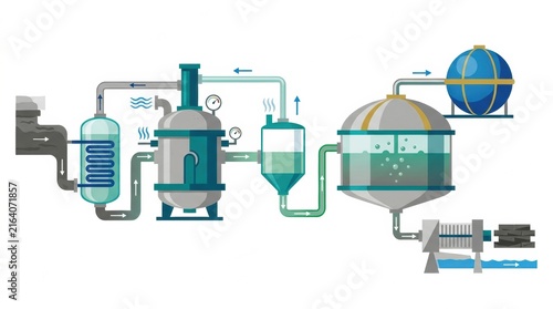 A wastewater treatment plant shows the process of sewage purification and thermal hydrolysis in clear detail.