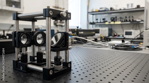 optical cage system with precision rods lens mounts and mirror holder for photonics experiments, laser research, optical alignment and laboratory instrumentation