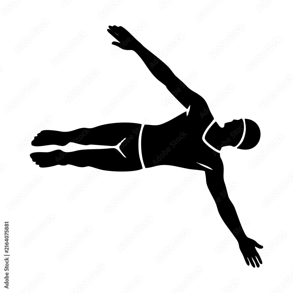 Fototapeta premium Swimming Strokes Silhouette Elements Set