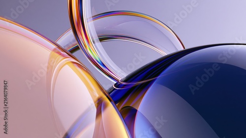 Abstract 3d glossy liquid glass wave background with lavender peach indigo iridescent banner backdrop layout composition with copy space