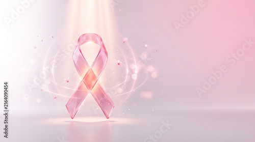 Breast Cancer Awareness Day Banner with Pink Ribbon, Women’s Health and Early Detection Concept Background.
