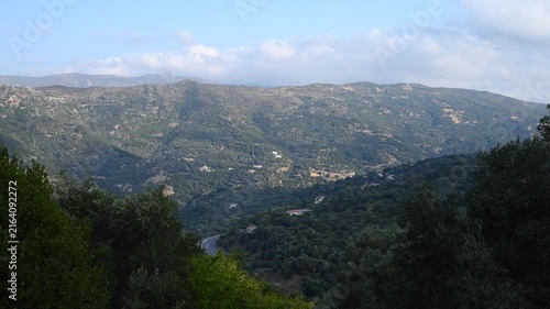 Greek island – the mountains of Crete. Clouds over the mountains, timelapse.