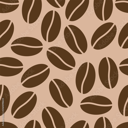 Seamless pattern with roasted coffee beans for a cafe background.