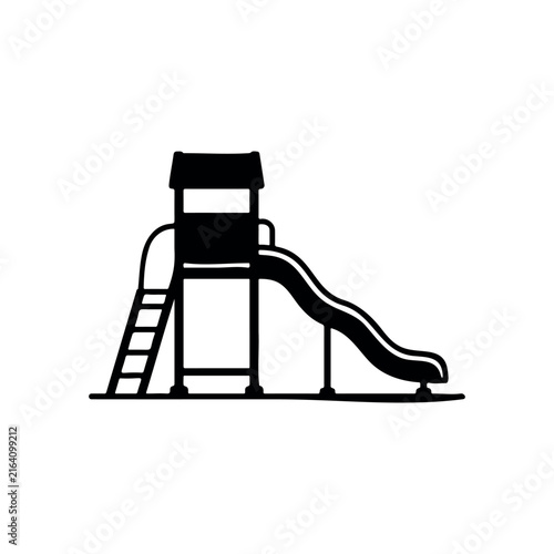 Children playground slide silhouette vector flat design on white background.
