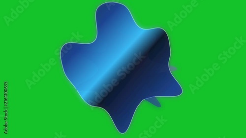 Liquid Chrome Blue Abstract Shape Smoothly Morphing Animation on Green Screen