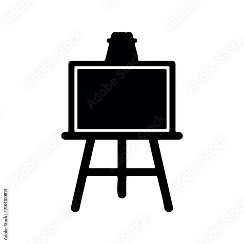 Easel with Canvas silhouette vector flat design on white background.
