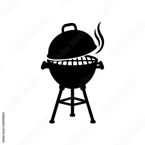 Grill bbq icon silhouette vector flat design on white background.
