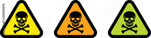 Фотография Poison hazard warning signs with skull and crossbones vector set
