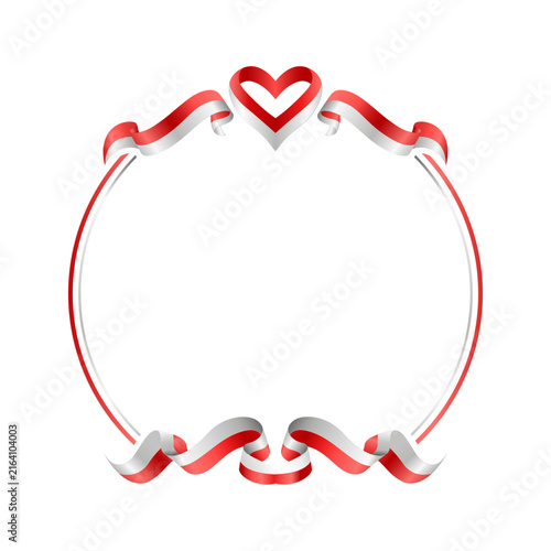 Circular Heart Frame realistic 3D style featuring a round border with heart and ribbon accents ideal for patriotic greetings posters and celebration designs